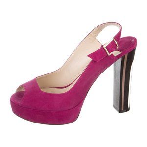 JIMMY CHOO Suede Peep-toe Pumps